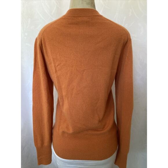 Oats Cashmere Top Pullover Sweater Knit Long Sleeve V Neck Orange S - Picture 3 of 4